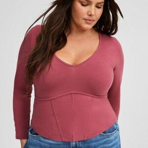 Torrid Foxy V-Neck Corset Top Maroon Sz  1x 2x
